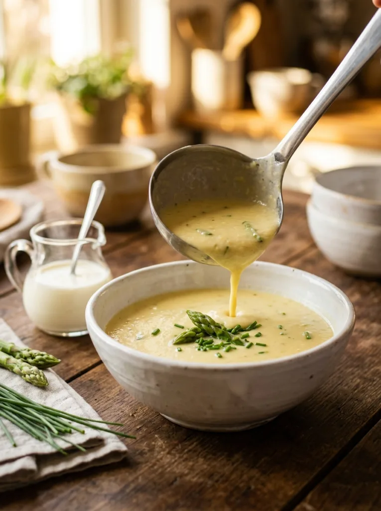 Asparagus soup ladled 202604121711