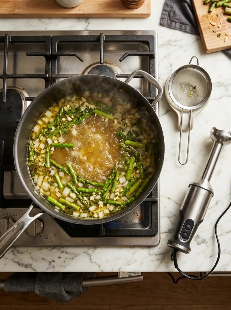 Asparagus soup simmering 202604121711