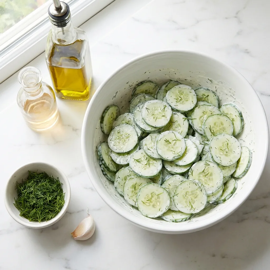 Cucumber salad preparation 202604142001