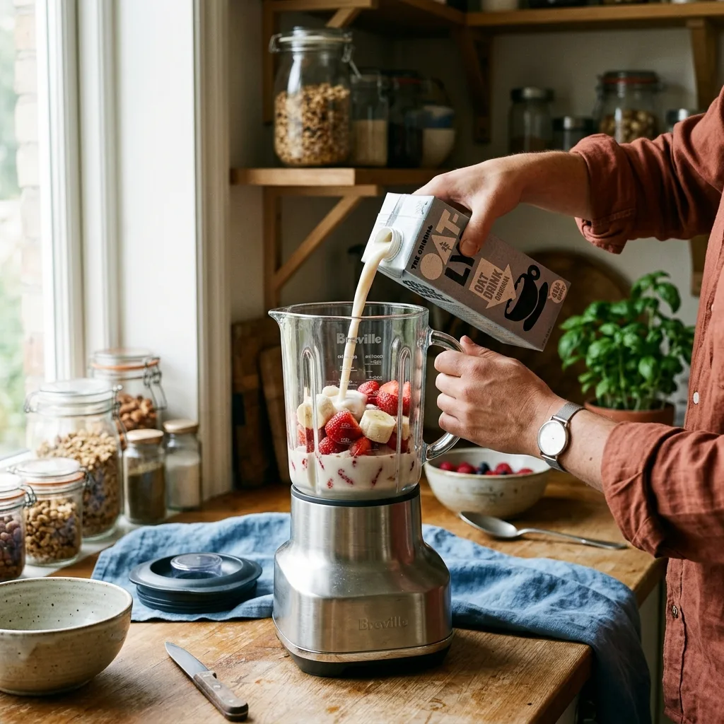 Hands pouring milk strawberries … 202605021929