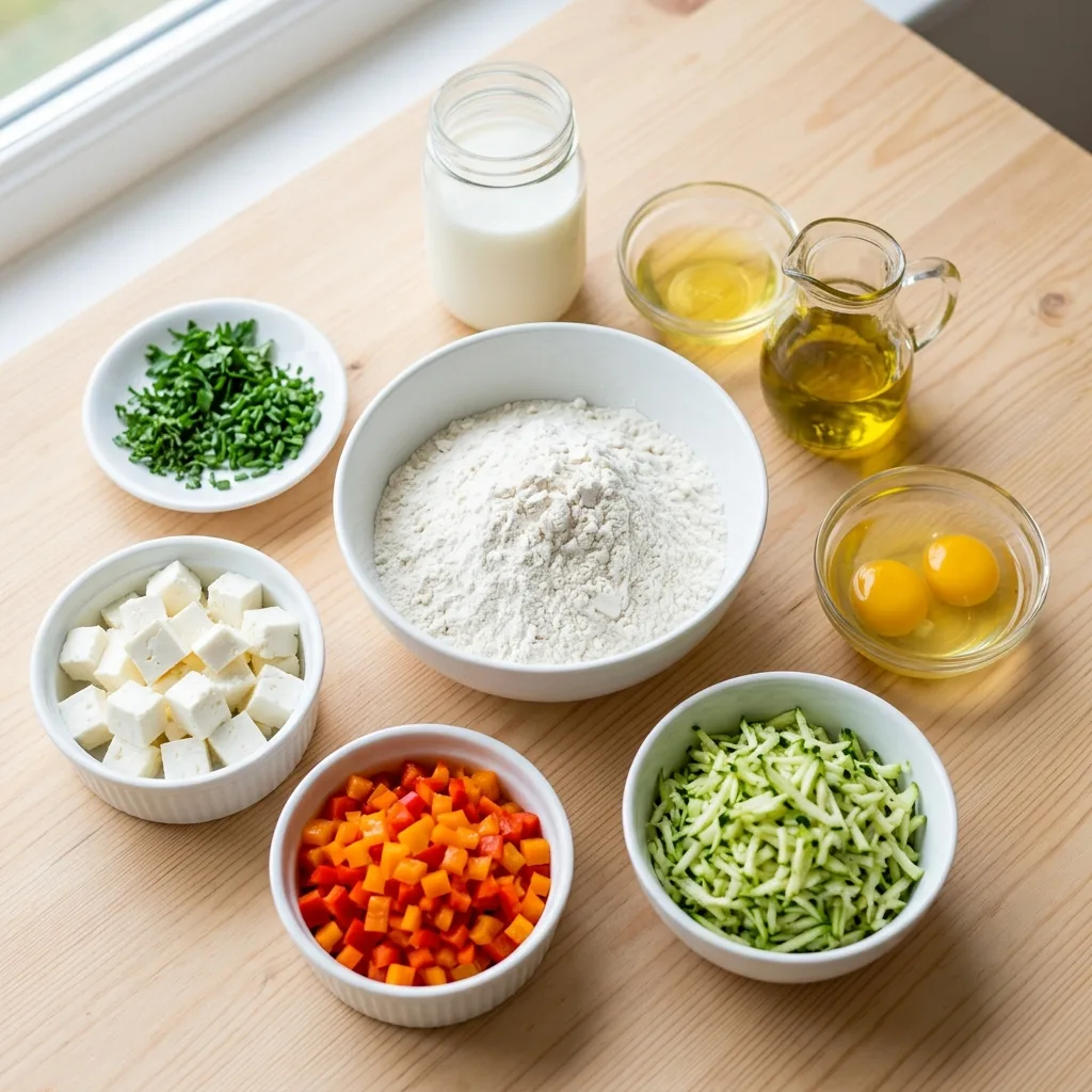 Ingredients for muffins with feta 202605081756