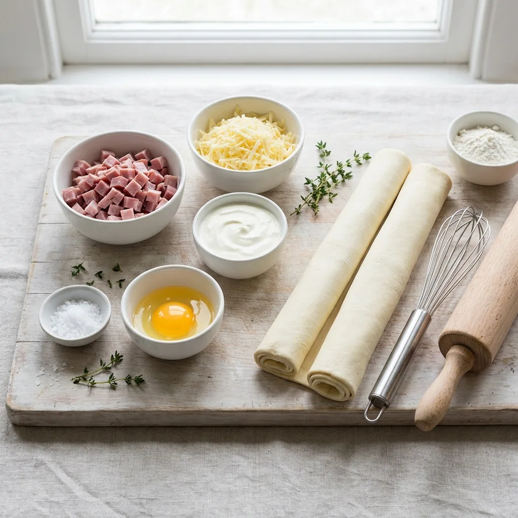 Ingredients for puff pastry flatlay 202605061911