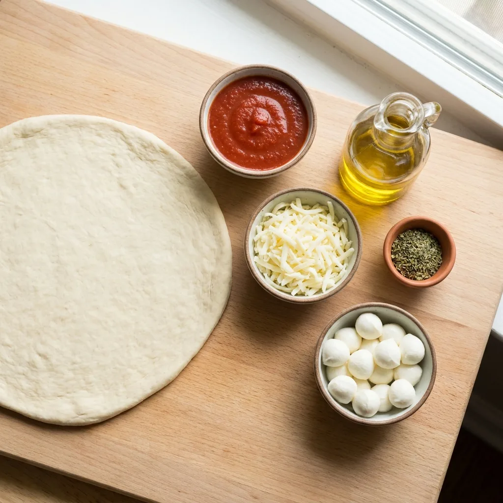 Pizza dough with ingredients 202605071200