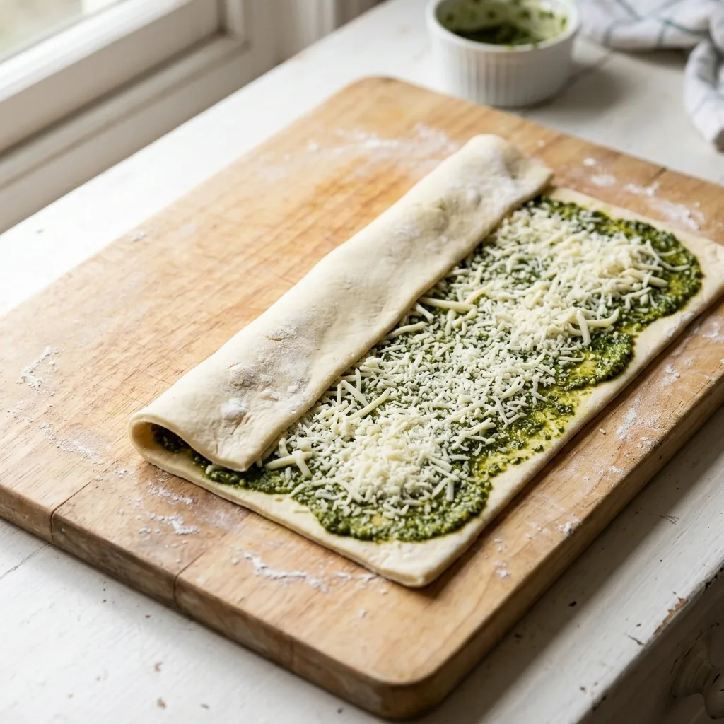 Rolled puff pastry with pesto 202605071144