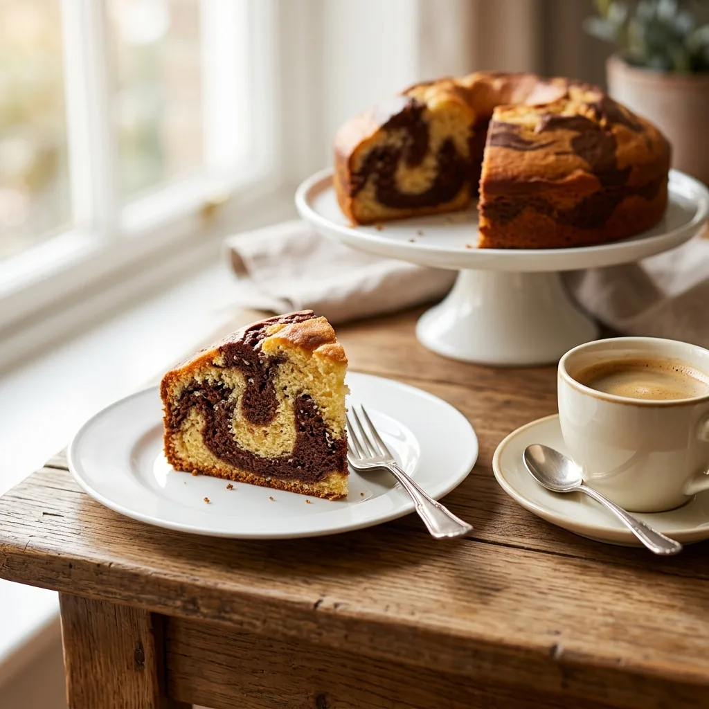 Slice of marble cake plate 202605032106