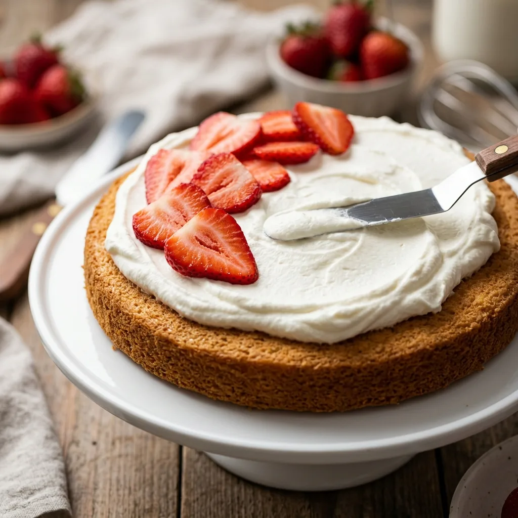 Whipped cream spread on cake 202605032048